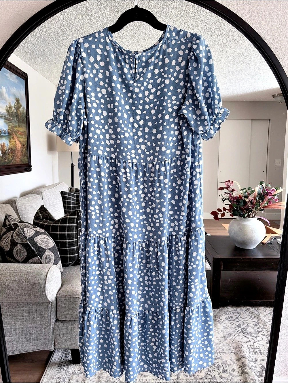 Prettygarden Women's Summer Casual Short Sleeve Tiered Midi Dress Tiered Blue &